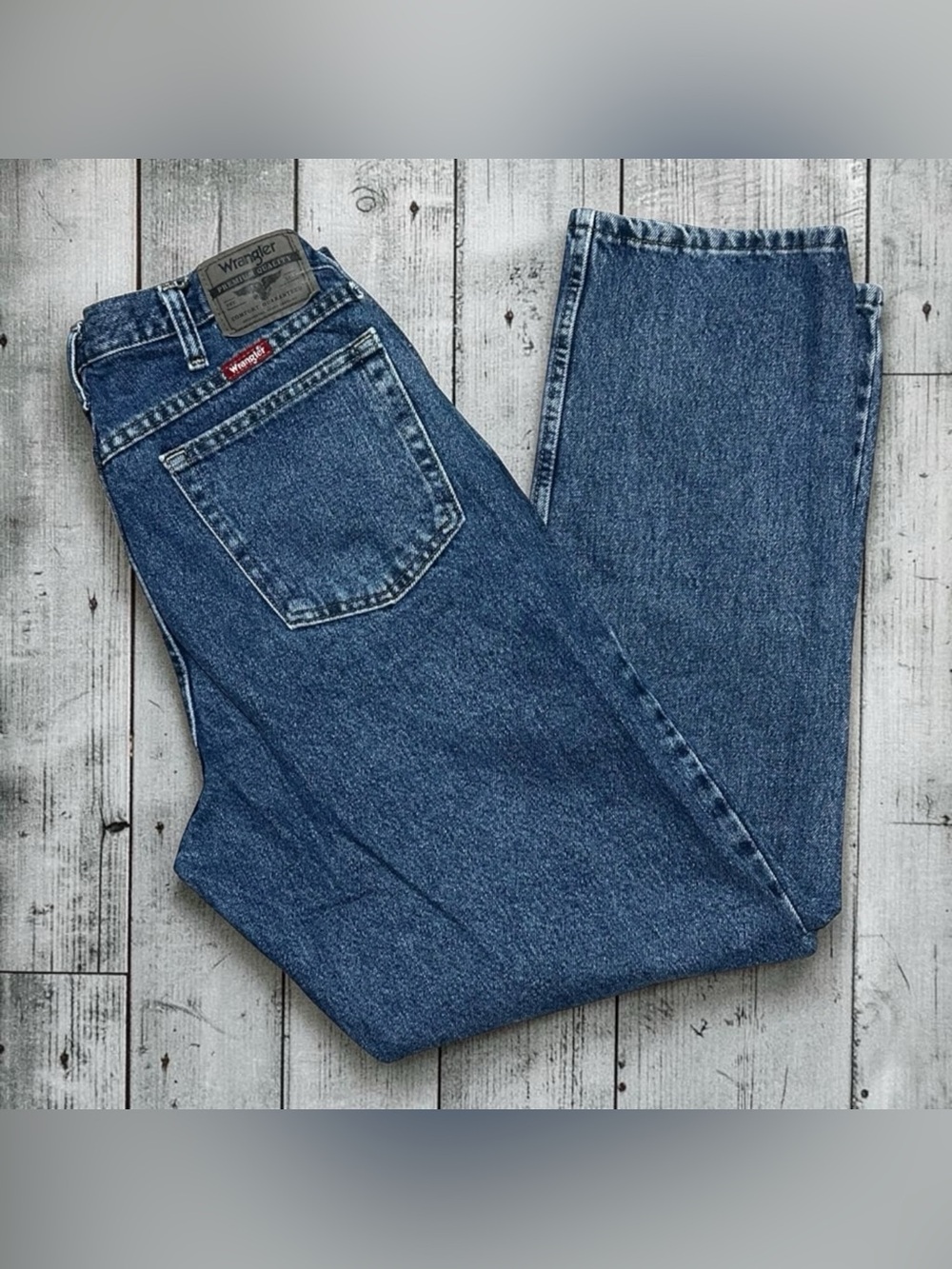 Wrangler Five Star Premium Mens Jeans 34x32 Relaxed Straight Leg Medium Wash
